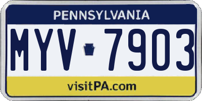 PA license plate MYV7903