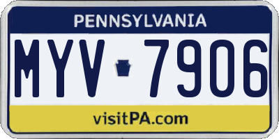 PA license plate MYV7906