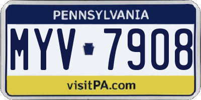 PA license plate MYV7908