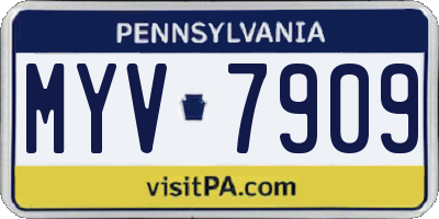 PA license plate MYV7909