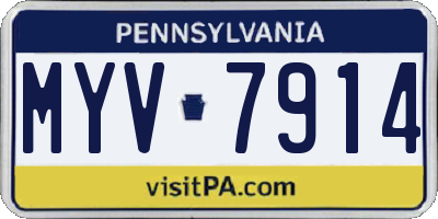 PA license plate MYV7914