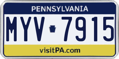 PA license plate MYV7915