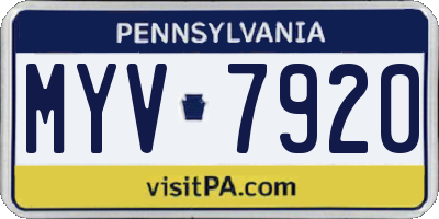 PA license plate MYV7920