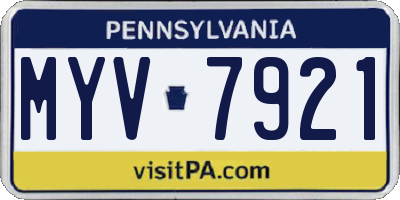 PA license plate MYV7921