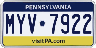 PA license plate MYV7922