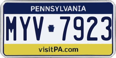 PA license plate MYV7923