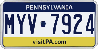 PA license plate MYV7924