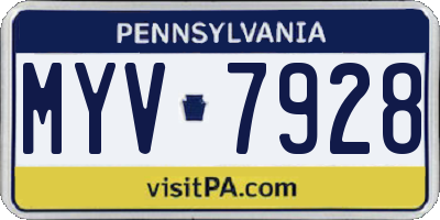 PA license plate MYV7928
