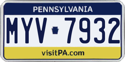 PA license plate MYV7932