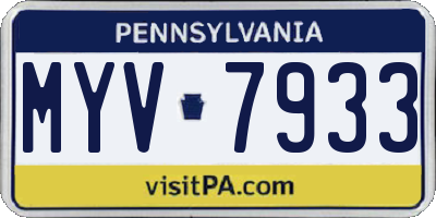 PA license plate MYV7933