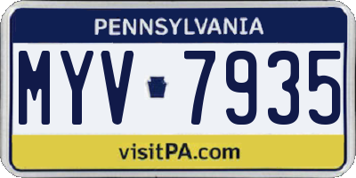 PA license plate MYV7935