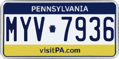 PA license plate MYV7936