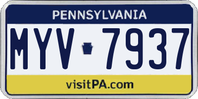 PA license plate MYV7937