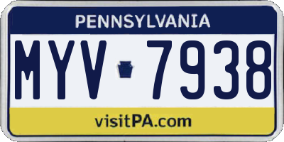 PA license plate MYV7938