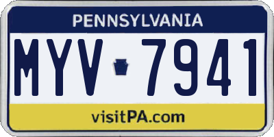 PA license plate MYV7941