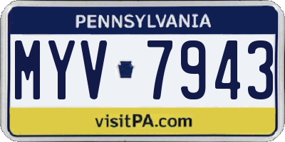 PA license plate MYV7943