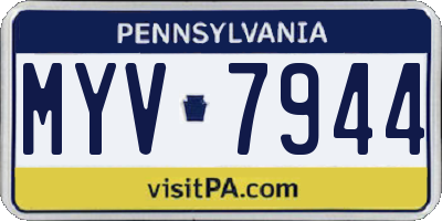 PA license plate MYV7944