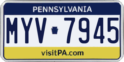 PA license plate MYV7945