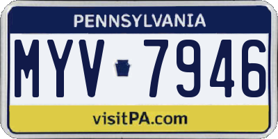 PA license plate MYV7946