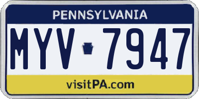 PA license plate MYV7947