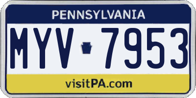 PA license plate MYV7953