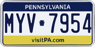 PA license plate MYV7954