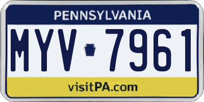 PA license plate MYV7961