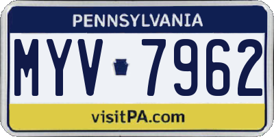 PA license plate MYV7962