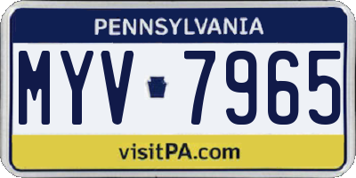 PA license plate MYV7965