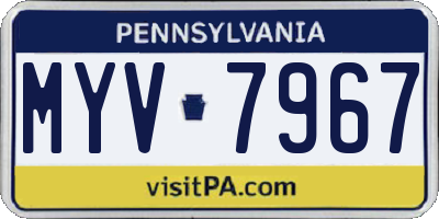 PA license plate MYV7967