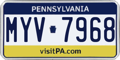 PA license plate MYV7968