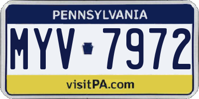 PA license plate MYV7972