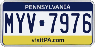 PA license plate MYV7976
