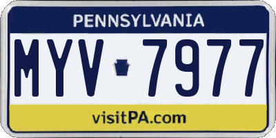 PA license plate MYV7977