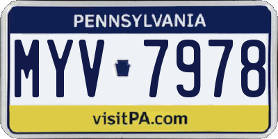 PA license plate MYV7978