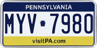 PA license plate MYV7980