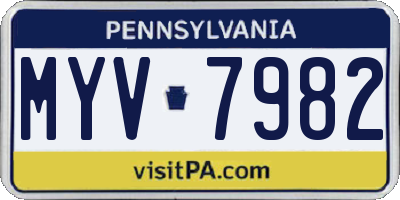 PA license plate MYV7982