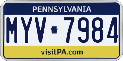 PA license plate MYV7984