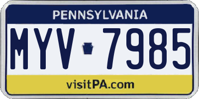 PA license plate MYV7985