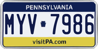 PA license plate MYV7986