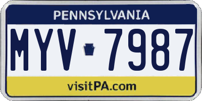 PA license plate MYV7987