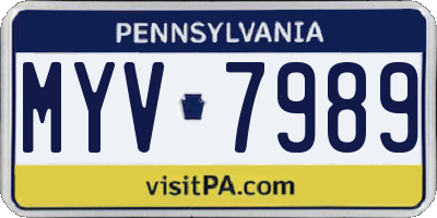 PA license plate MYV7989