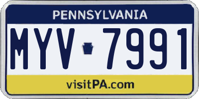 PA license plate MYV7991