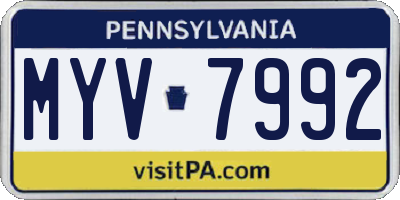 PA license plate MYV7992