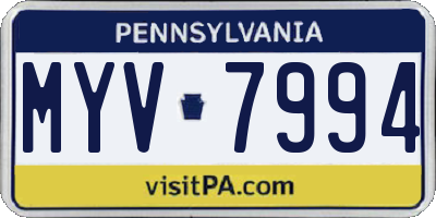 PA license plate MYV7994