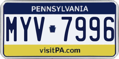 PA license plate MYV7996