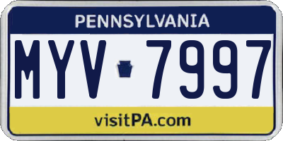 PA license plate MYV7997
