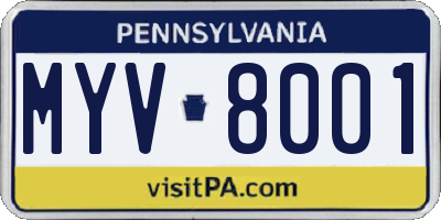 PA license plate MYV8001