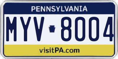 PA license plate MYV8004
