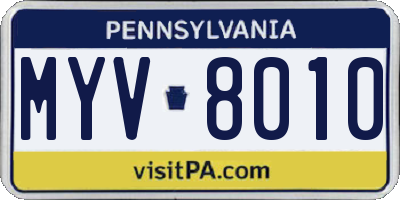 PA license plate MYV8010